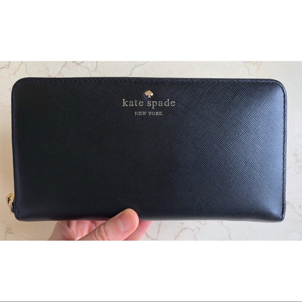 Kate Spade Black Leather Zip Around Wallet - Picture 2 of 12